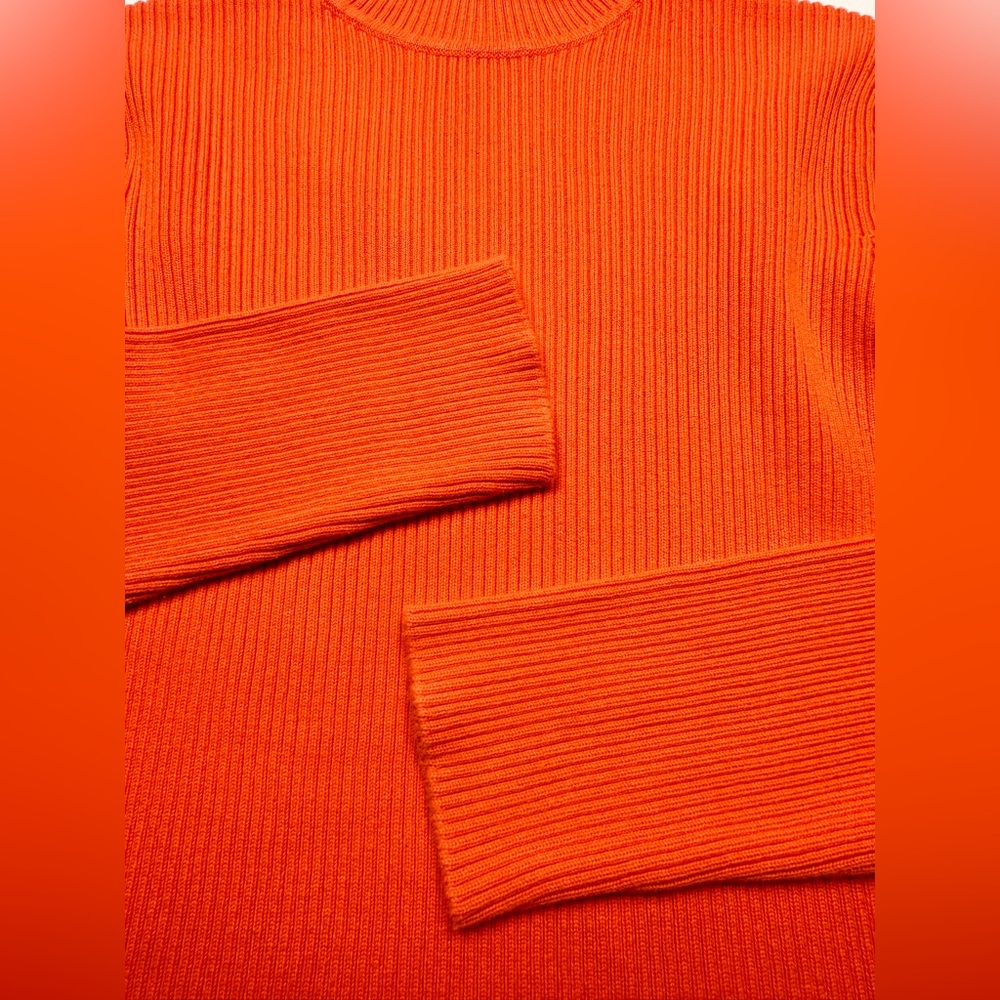 VTG Lauren Ralph Lauren Orange 🍊 Rib Knit Turtleneck Large - Picture 3 of 10